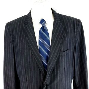 Calvin Klein Cotton 2‎ Button Suit Jacket 42R Gray Striped XL
